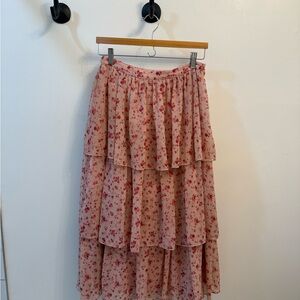 Floral Pink Layered Skirt